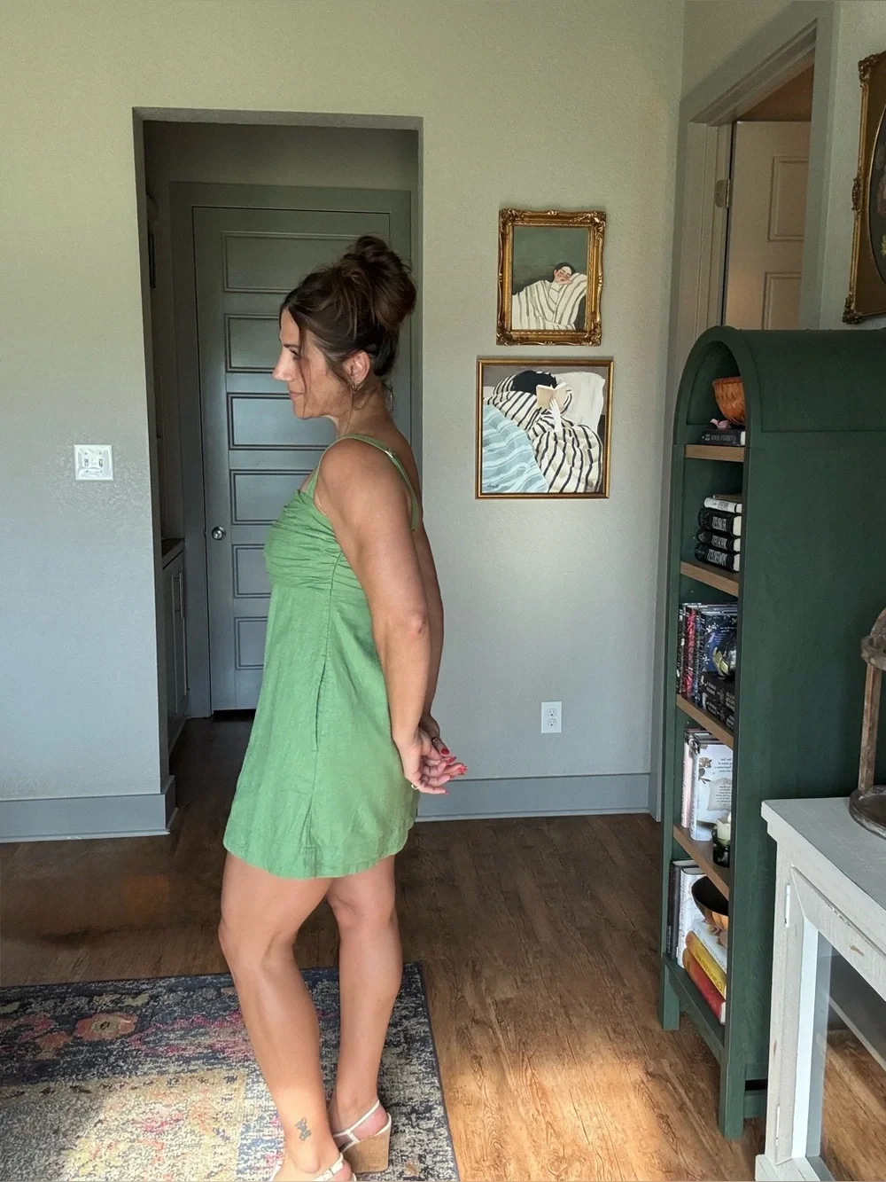 Abercrombie & Fitch Green Linen Blend Skort Mini Dress Size M - Picture 3 of 8
